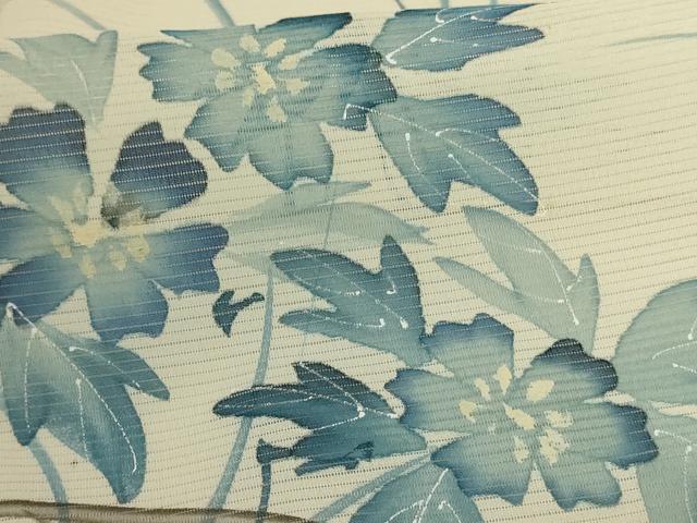 平和屋着物*夏物 訪問着 絽 手描き 草花文 暈し染め 洗える着物 AABJ6439jd