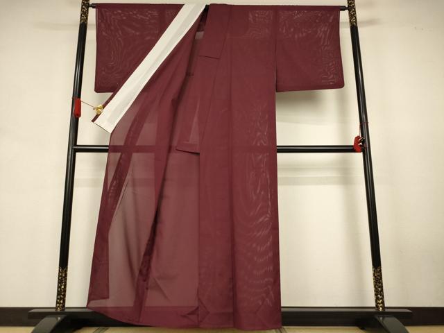 平和屋着物*夏物 色無地 絽 葡萄茶色 洗える着物 AABJ6442jd