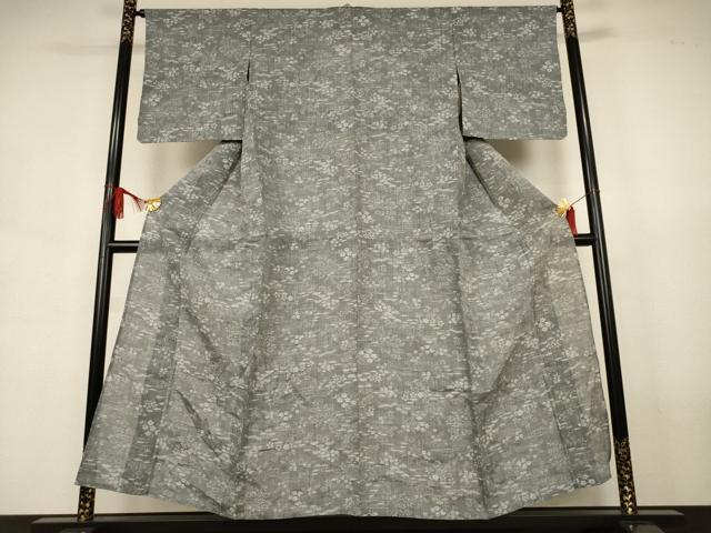 平和屋着物*夏物 小千谷ちぢみ 草花文 麻 逸品 AABJ6457jd