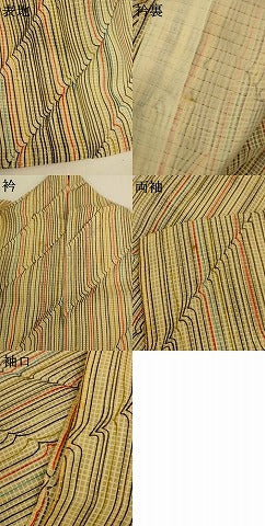 平和屋着物*夏物 絹紅梅 変わり縞 正絹 逸品 AABJ6466jd