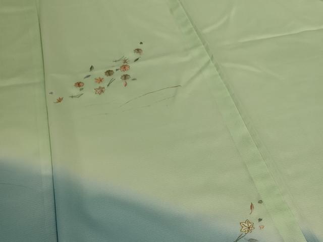 平和屋着物*夏物 訪問着 絽 総刺繍 舞花文 暈し染め 洗える着物 AABJ6469jd
