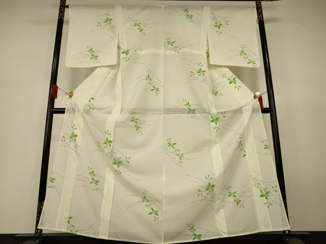 平和屋着物*夏物 小紋 絽 芝葉文 洗える着物 AABJ6479jd