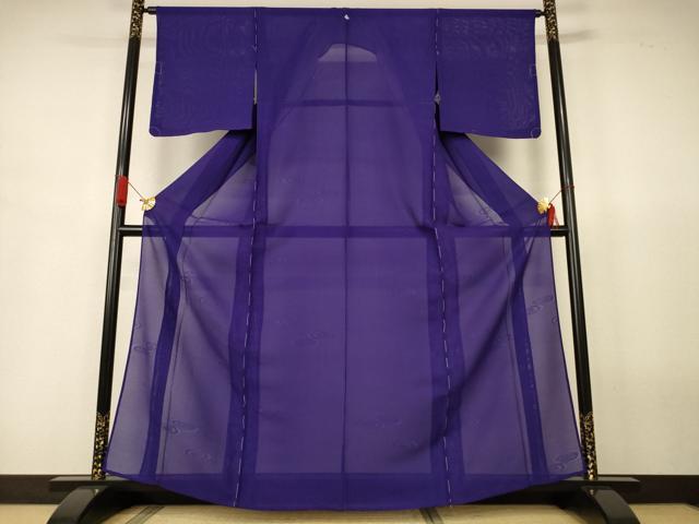 平和屋着物*夏物 色無地 絽 渦紋紗 深紫色 正絹 逸品 未使用 AABJ6480jd