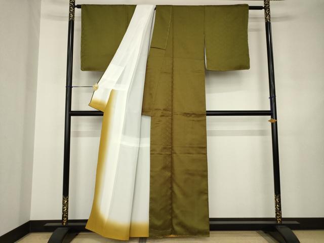 平和屋着物●お召 飾花文 璃寛茶色 正絹 逸品 未使用 AABJ6490ck