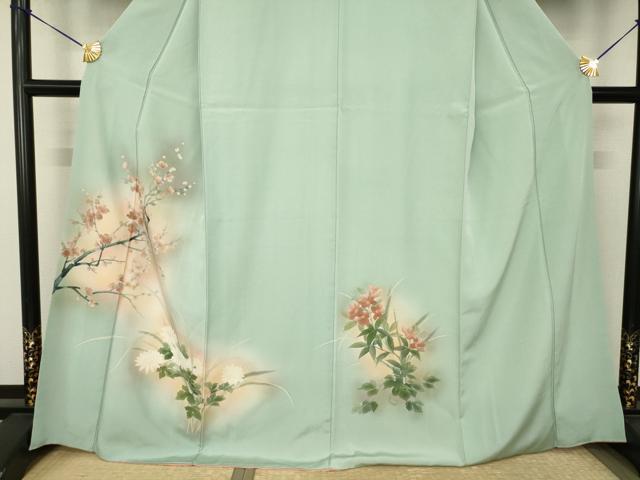 平和屋着物●訪問着 手描き 花鳥文 暈し染め 正絹 逸品 AABJ6492ck