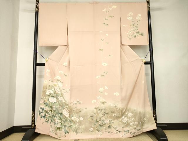 平和屋着物●十日町友禅作家 龍谷 訪問着 花籬文 暈し染め 丹後ちりめん 金糸 金彩 正絹 逸品 AABJ6503ck
