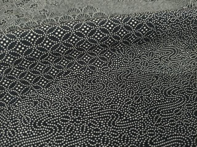 平和屋着物●江戸小紋 切嵌花文 黒地 正絹 逸品 AABJ6507ck