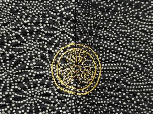 平和屋着物●江戸小紋 切嵌花文 黒地 正絹 逸品 AABJ6507ck