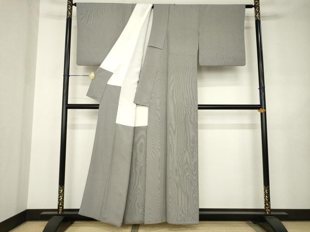平和屋着物●江戸小紋 万筋 黒×白 正絹 逸品 AABJ6509ck