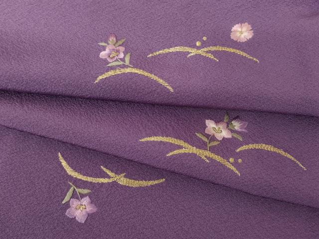 平和屋着物●上質な小紋 総刺繍 露芝花文 金糸 正絹 逸品 未使用 AABJ6517ck