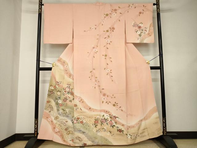平和屋着物●訪問着 道長花籬文 暈し染め 金彩 正絹 逸品 AABJ6518ck