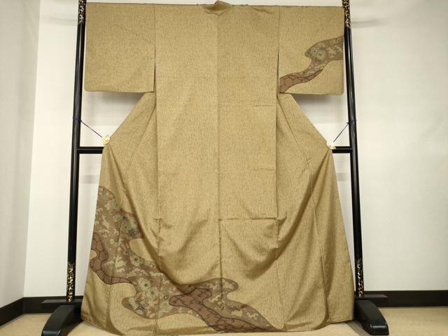 平和屋着物●本場大島紬 染大島 訪問着 辻が花 流水花文 ロング丈 正絹 逸品 AABJ6521ck