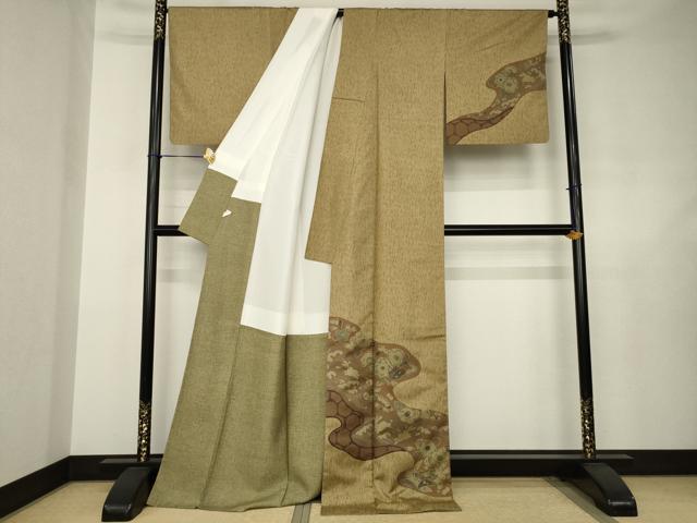 平和屋着物●本場大島紬 染大島 訪問着 辻が花 流水花文 ロング丈 正絹 逸品 AABJ6521ck