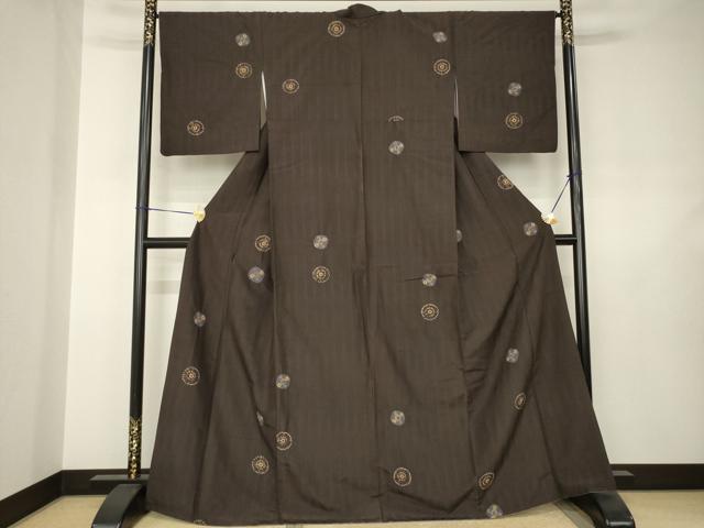 平和屋着物●上質な紬 絞り 丸文 金彩 正絹 逸品 AABJ6522ck