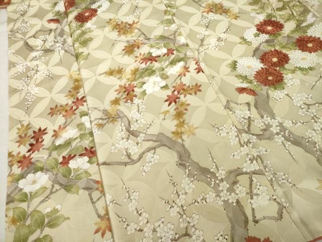 平和屋着物●上質な小紋 枝花文 正絹 逸品 AABJ6528ck