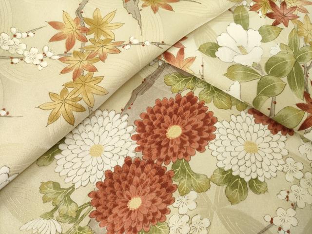 平和屋着物●上質な小紋 枝花文 正絹 逸品 AABJ6528ck