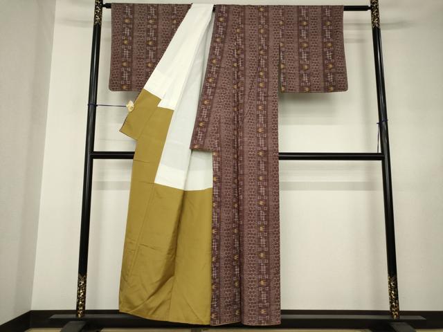 平和屋着物●上質な紬 琉球絣文様 正絹 逸品 AABJ6534ck