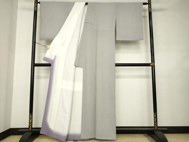 平和屋着物●上質な小紋 縞 正絹 逸品 AABJ6535ck