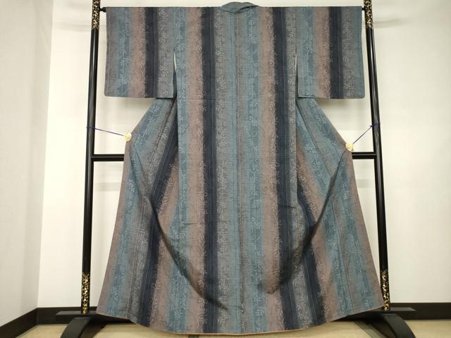 平和屋着物●上質な紬 草花間道 正絹 逸品 AABJ6550ck