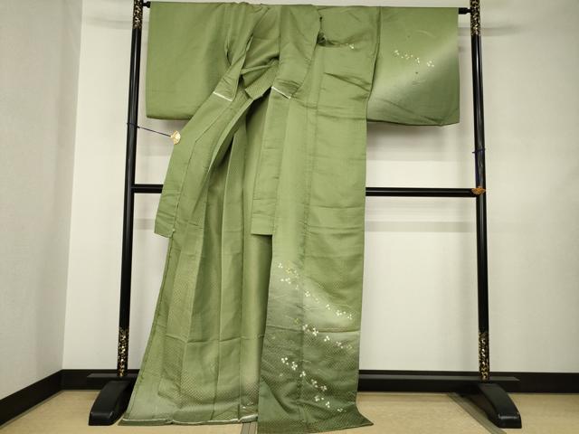 平和屋着物●訪問着 刺繍 桜 松葉 金通し地 仮絵羽 正絹 逸品 未使用 AABJ6553ck