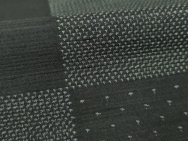 平和屋着物●上質な紬 市松文 黒地 正絹 逸品 AABJ6554ck