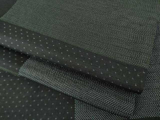 平和屋着物●上質な紬 市松文 黒地 正絹 逸品 AABJ6554ck