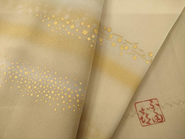 平和屋着物●人間国宝 福田喜三郎 道行コート 箔散らし文様 暈し染め 金彩 ロング丈 正絹 逸品 AABJ6557ck