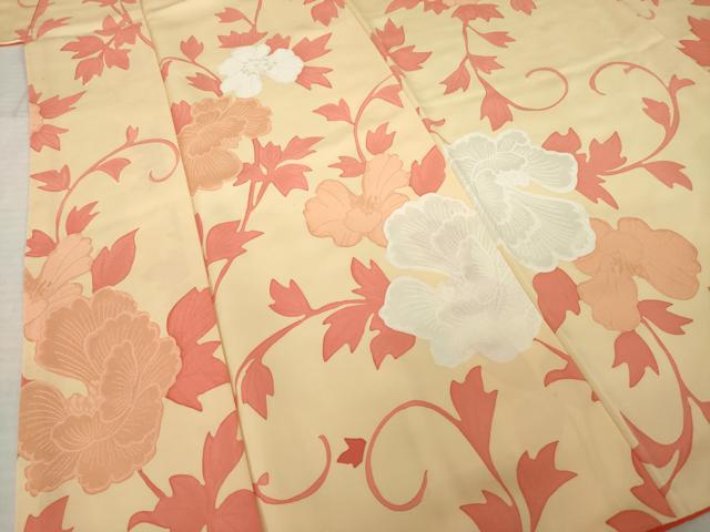 平和屋着物●上質な小紋 地紋起こし 花唐草文 正絹 逸品 AABJ6558ck