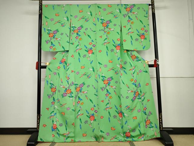 平和屋着物●上質な小紋 花鳥文 正絹 逸品 AABJ6563cs