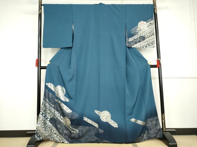 平和屋着物●訪問着 鳳凰更紗花絵皿文 暈し染め 金銀彩 正絹 逸品 AABJ6564cs