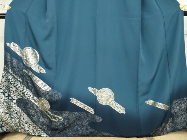 平和屋着物●訪問着 鳳凰更紗花絵皿文 暈し染め 金銀彩 正絹 逸品 AABJ6564cs
