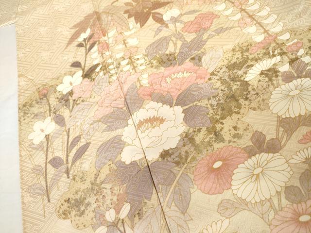 平和屋着物●訪問着 作家物 義三 枝花文 金彩 正絹 逸品 AABJ6568cs