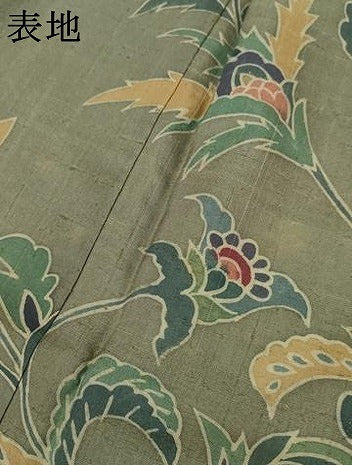 平和屋着物●訪問着 生紬 ろうけつ染 更紗花文 正絹 逸品 AABJ6572cs