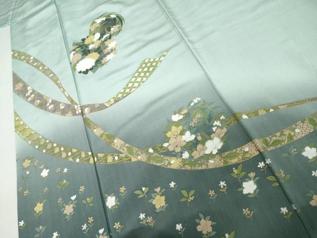 平和屋着物●訪問着 蔓帯花丸文 暈し染め 金彩 正絹 逸品 AABJ6576cs
