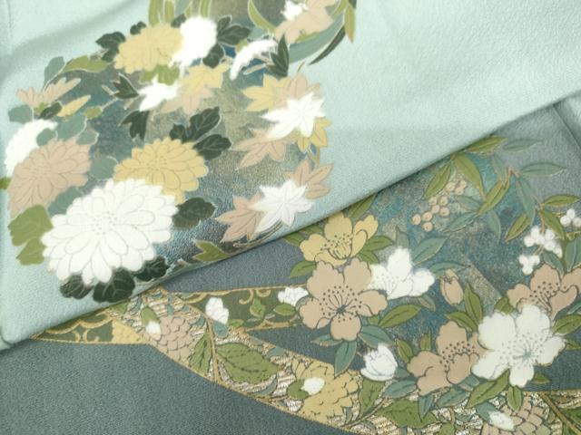 平和屋着物●訪問着 蔓帯花丸文 暈し染め 金彩 正絹 逸品 AABJ6576cs