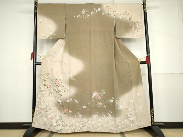 平和屋着物●訪問着 友禅 枝花文 暈し染め 正絹 逸品 AABJ6579cs
