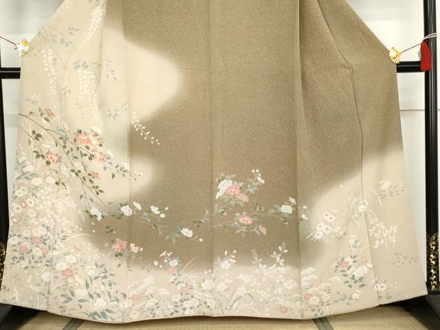 平和屋着物●訪問着 友禅 枝花文 暈し染め 正絹 逸品 AABJ6579cs