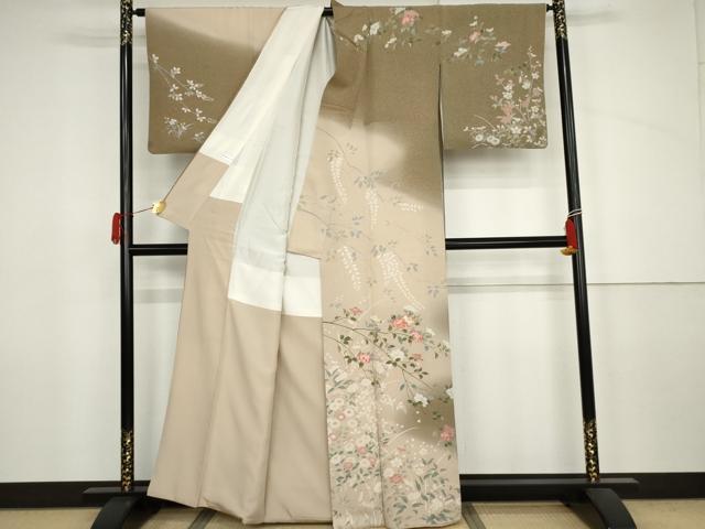 平和屋着物●訪問着 友禅 枝花文 暈し染め 正絹 逸品 AABJ6579cs
