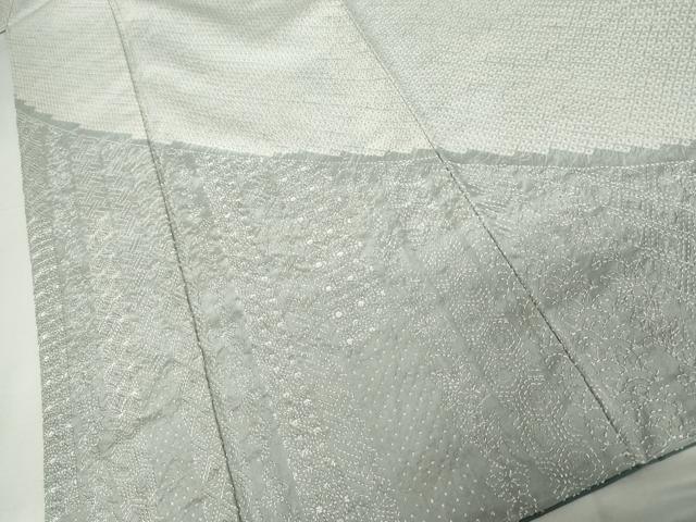平和屋着物●本場縞大島紬 訪問着 絞り 刺繍 刺し子 吉祥花文 正絹 逸品 AABJ6585cs