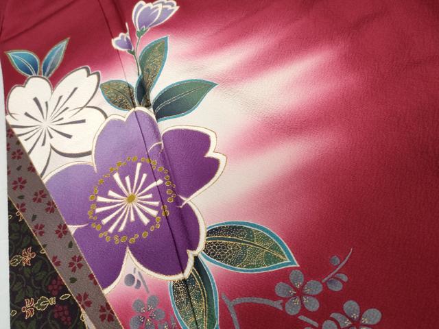 平和屋着物●豪華振袖 枝垂れ桜文 暈し染め 金彩 正絹 逸品 AABJ6589cs