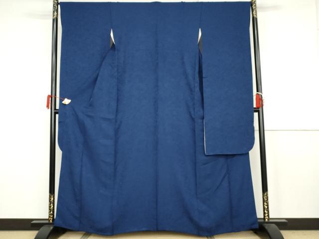 平和屋着物●豪華振袖 草花地紋 瑠璃紺色 正絹 逸品 AABJ6590cs
