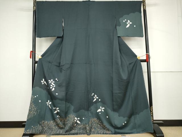 平和屋着物●訪問着 絞り 草花文 金銀彩 正絹 逸品 未使用 AABJ6591cs