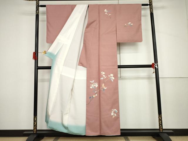 平和屋着物●本加賀友禅作家 成竹登茂男 白山紬 訪問着 枝花文 正絹 逸品 未使用 AABJ6594cs