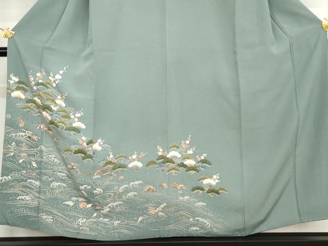 平和屋着物●訪問着 刺繍 梅風景浜文 貝殻 金糸 金彩 正絹 逸品 AABJ6598cs