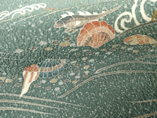 平和屋着物●訪問着 刺繍 梅風景浜文 貝殻 金糸 金彩 正絹 逸品 AABJ6598cs