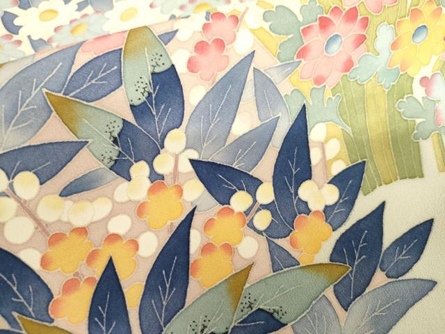 平和屋着物●本加賀友禅作家 押田正義 色留袖 草花文 正絹 逸品 AABJ6603cs