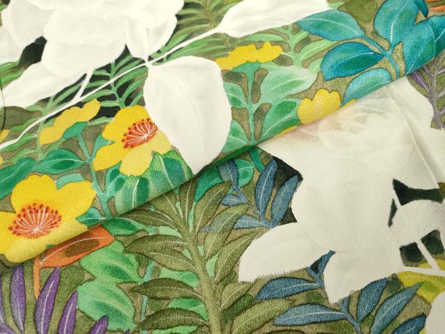 平和屋着物●訪問着 手描き 草花文 暈し染め 正絹 逸品 AABJ6606cs
