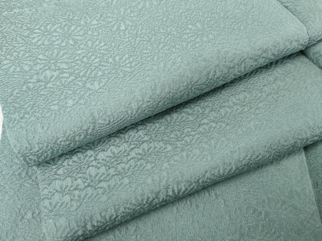 平和屋着物●上質な色無地 花松地紋 秘色色 正絹 逸品 AABJ6609cs
