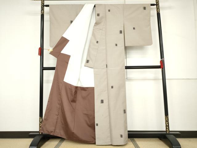 平和屋着物●上質な紬 色紙重ね文 正絹 逸品 AABJ6616cs