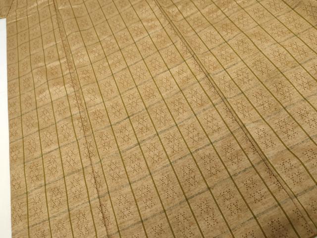 平和屋着物●花織 紬 格子 正絹 逸品 AABJ6620cs